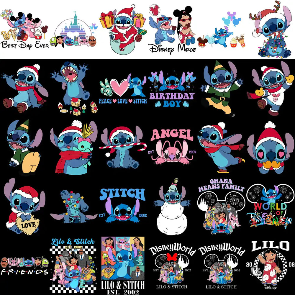 100 Cartoons CHRISTMAS Stitch Designs Bundle PNG