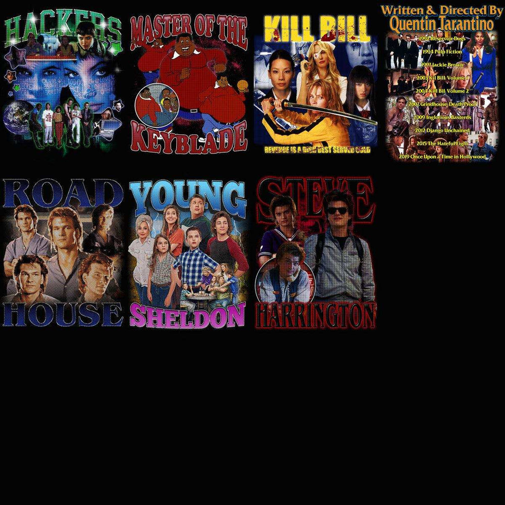 29 Popular Movies Bootleg Halftone Designs Bundle PNG