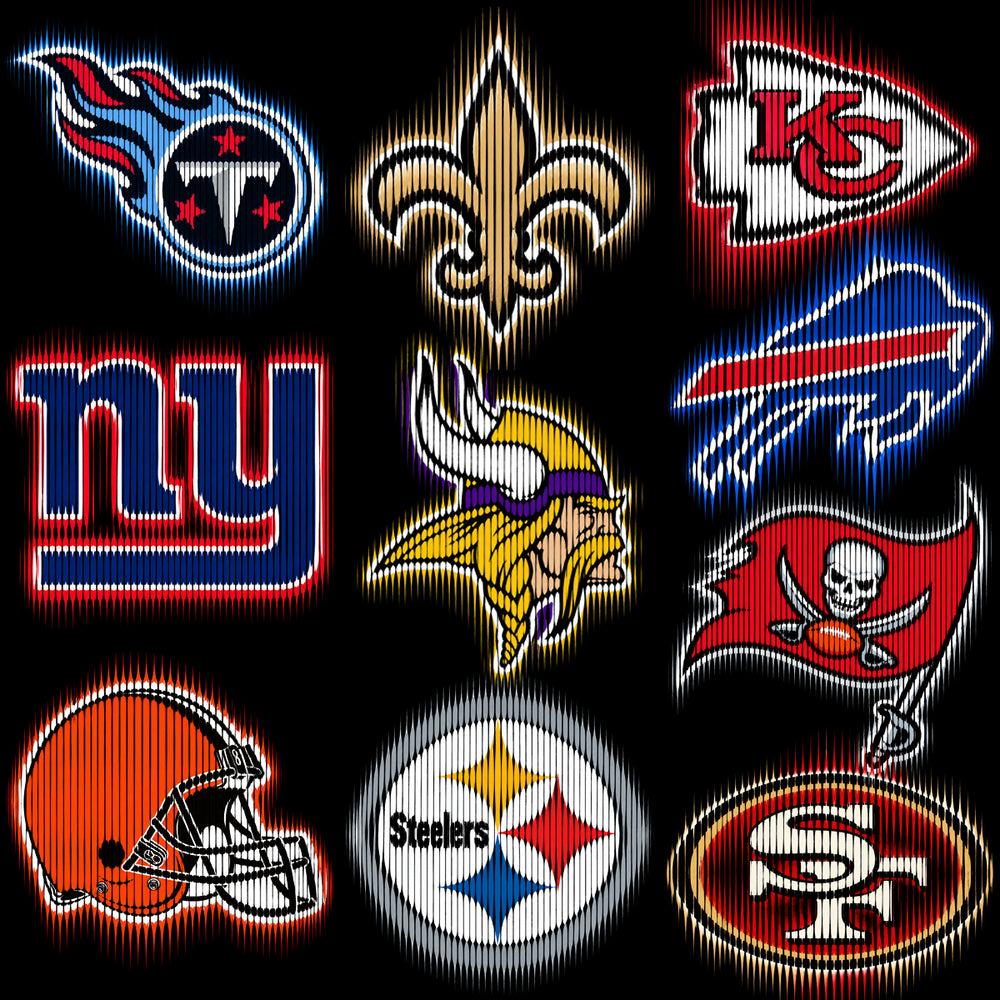 32 Football Teams Logo Stroke Lines Rays Designs Bundle PNG