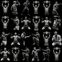 Load image into Gallery viewer, UFC fighters in action poses, black and white collage, print-ready design for DTF DTG embroidery
