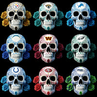 Load image into Gallery viewer, 32 Football Teams Floral Days of the Deads Skull Designs Bundle PNG
