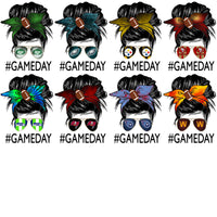 Load image into Gallery viewer, 32 Football Teams Messy Bun GAME DAY Girl Designs Bundle PNG
