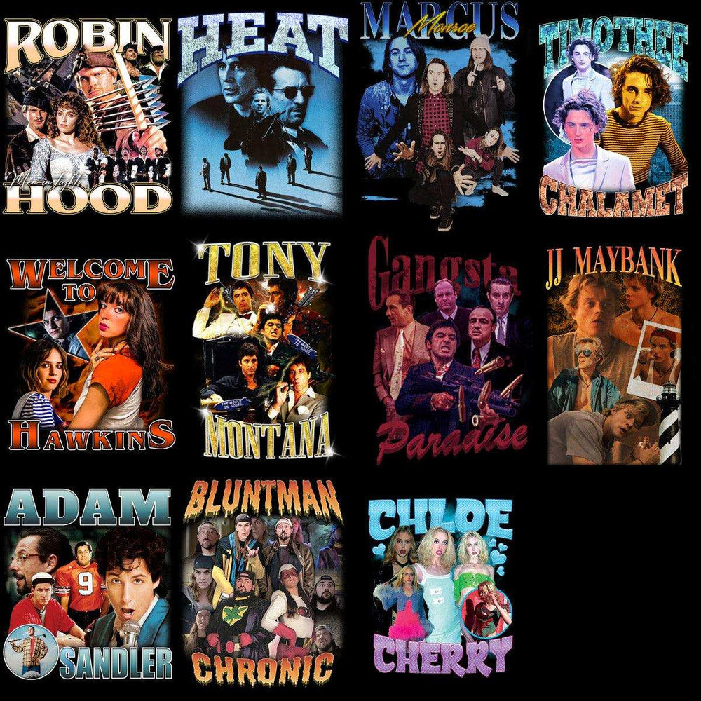 33 Movies Stars Bootleg Designs Bundle PNG