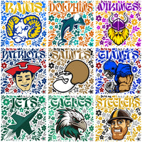 Load image into Gallery viewer, 32 Football Teams Floral Glitter Mascots Designs Bundle PNG
