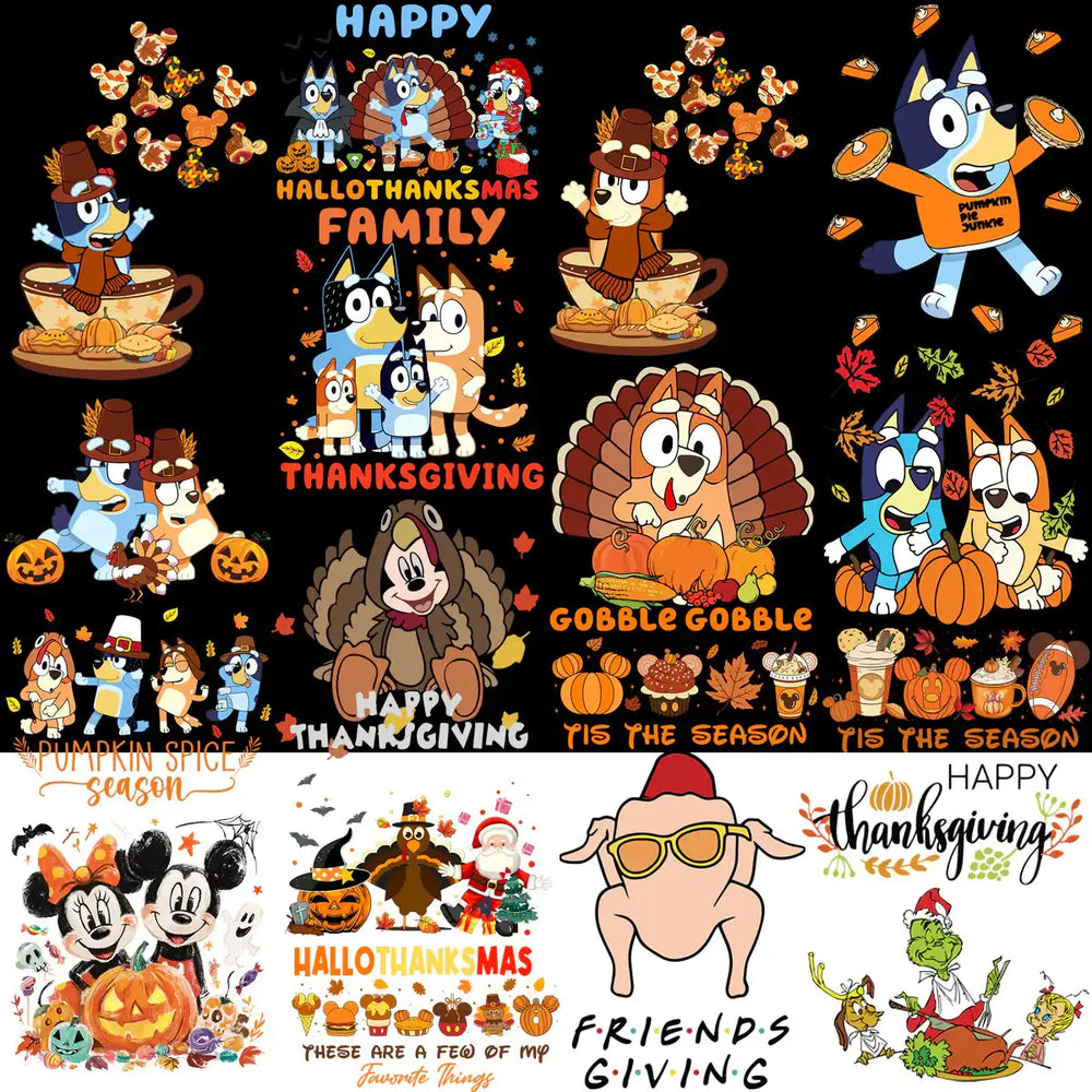 55 Thanksgiving Mix Cartoon Fall V2 Designs Bundle PNG