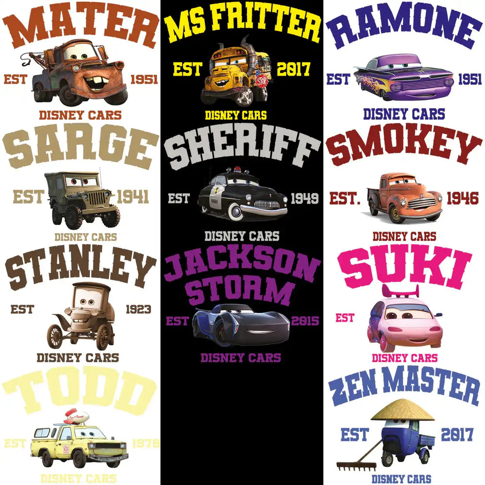 31 Cartoons Cars Designs Bundle PNG