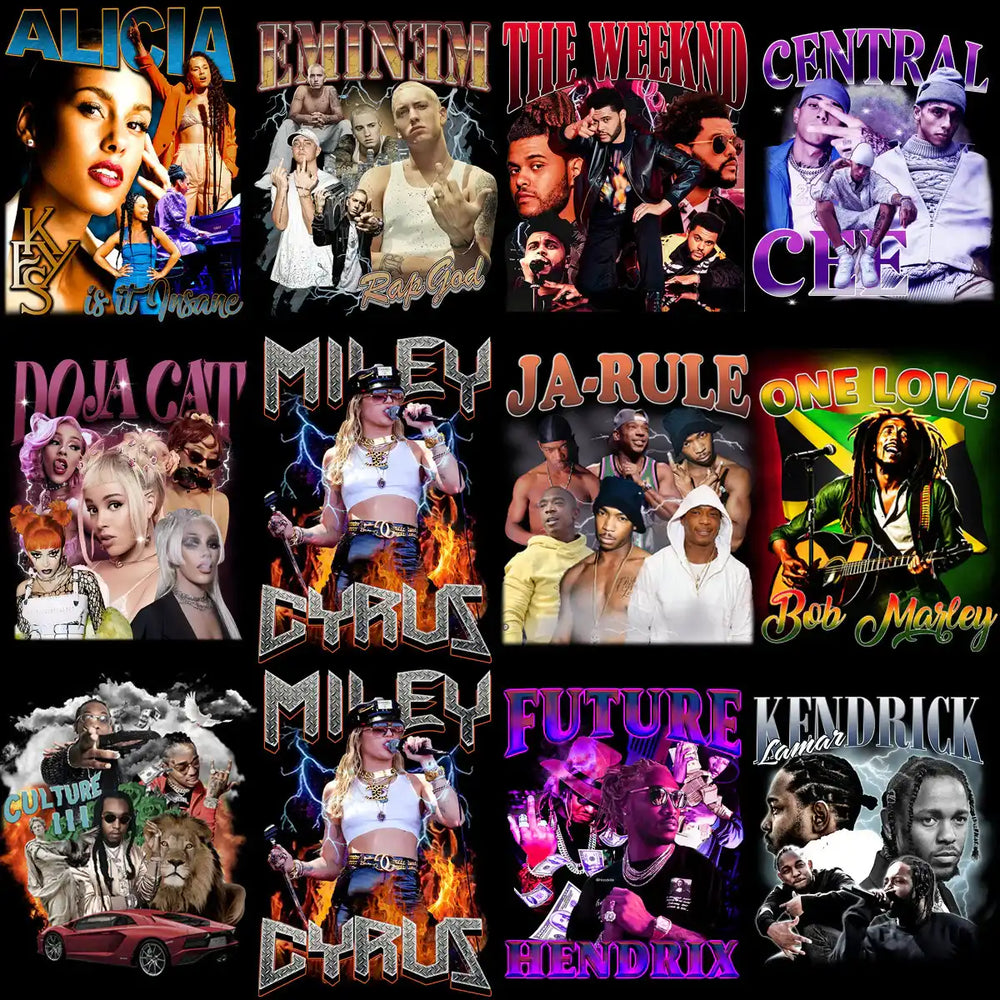 43 Music Stars Bootleg Mixed Designs Bundle PNG
