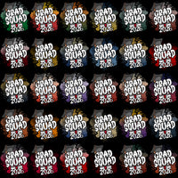 Load image into Gallery viewer, Grad Squad 2026 t-shirt designs with colorful splatter backgrounds, perfect for DTF/DTG printing
