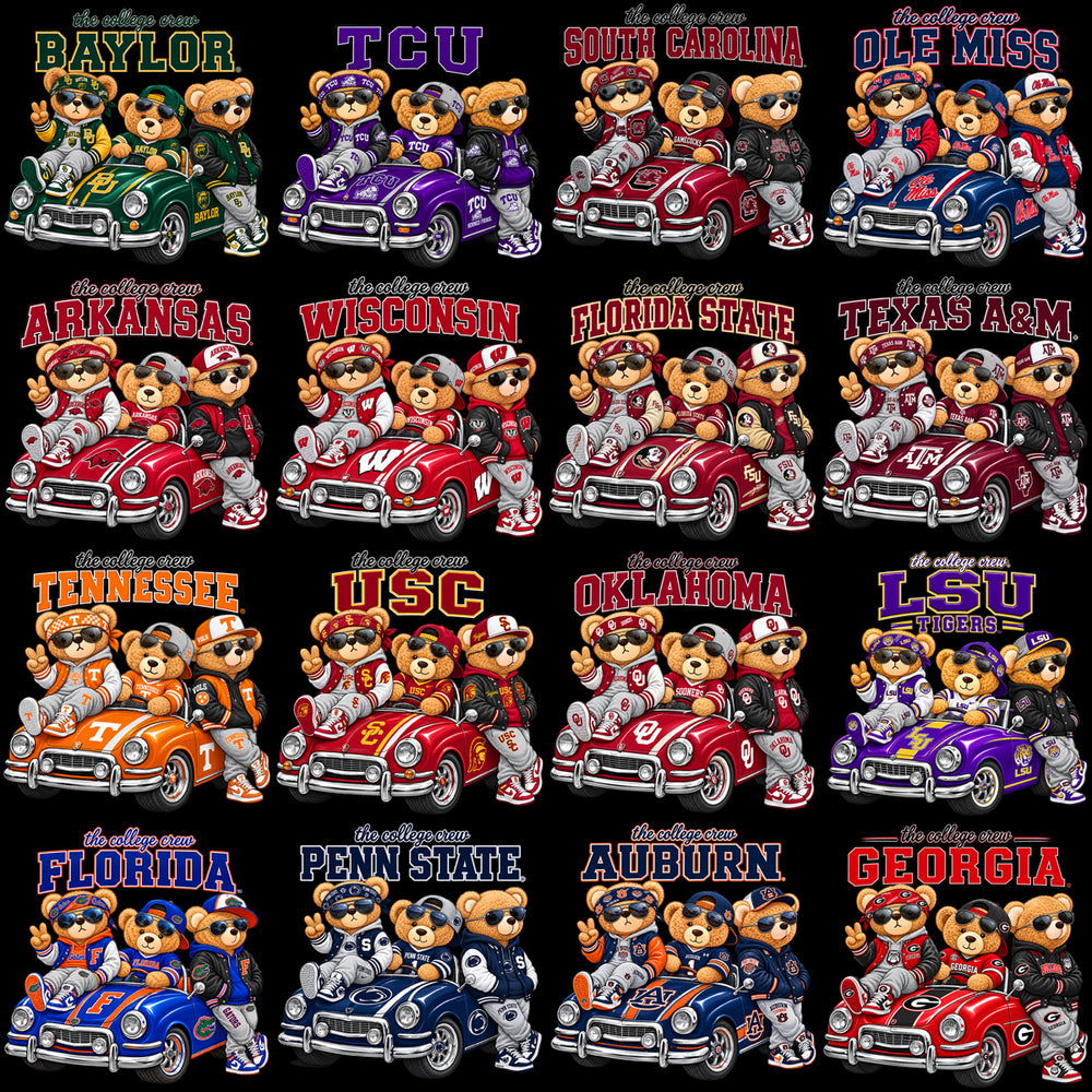 55 College Football Teddy Bears Crew NCAA Teams Designs Bundle PNG
