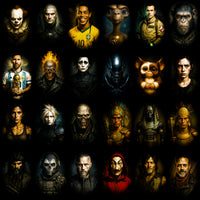 Cargar imagen en el visor de la galería, Collection of dark fantasy and pop culture character portraits in a cinematic digital art style.
