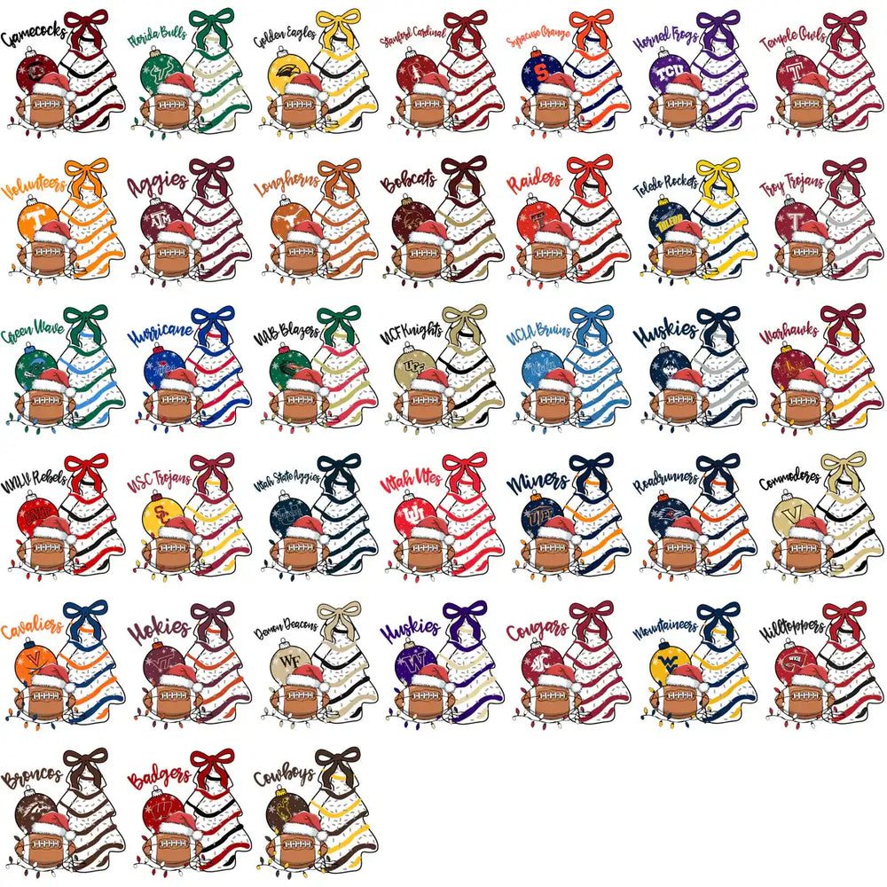 130 College NCAA Christmas Ornaments PNG Designs Bundle