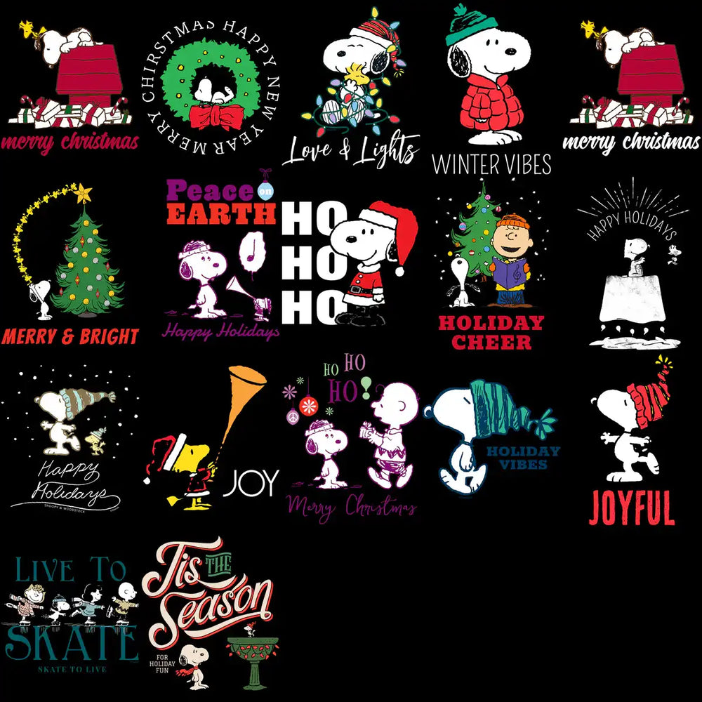 100 Snoopy Cartoon CHRISTMAS Designs Bundle PNG
