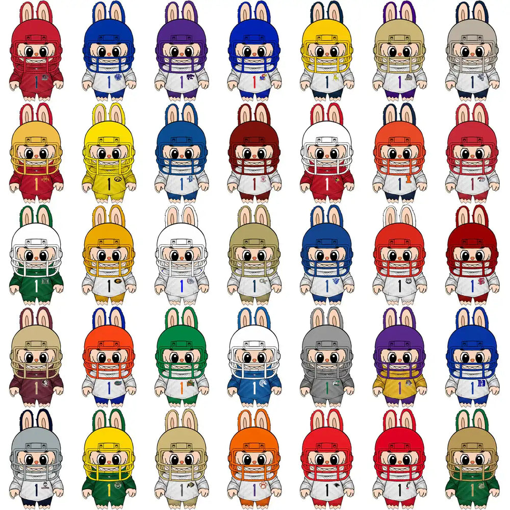 127 College NCAA Football Mascot Labubu Helmets Designs Bundle PNG