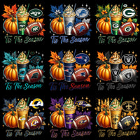 Load image into Gallery viewer, 32 Fall Football Teams Autumn Tis The Season Drinks Designs Bundle PNG

