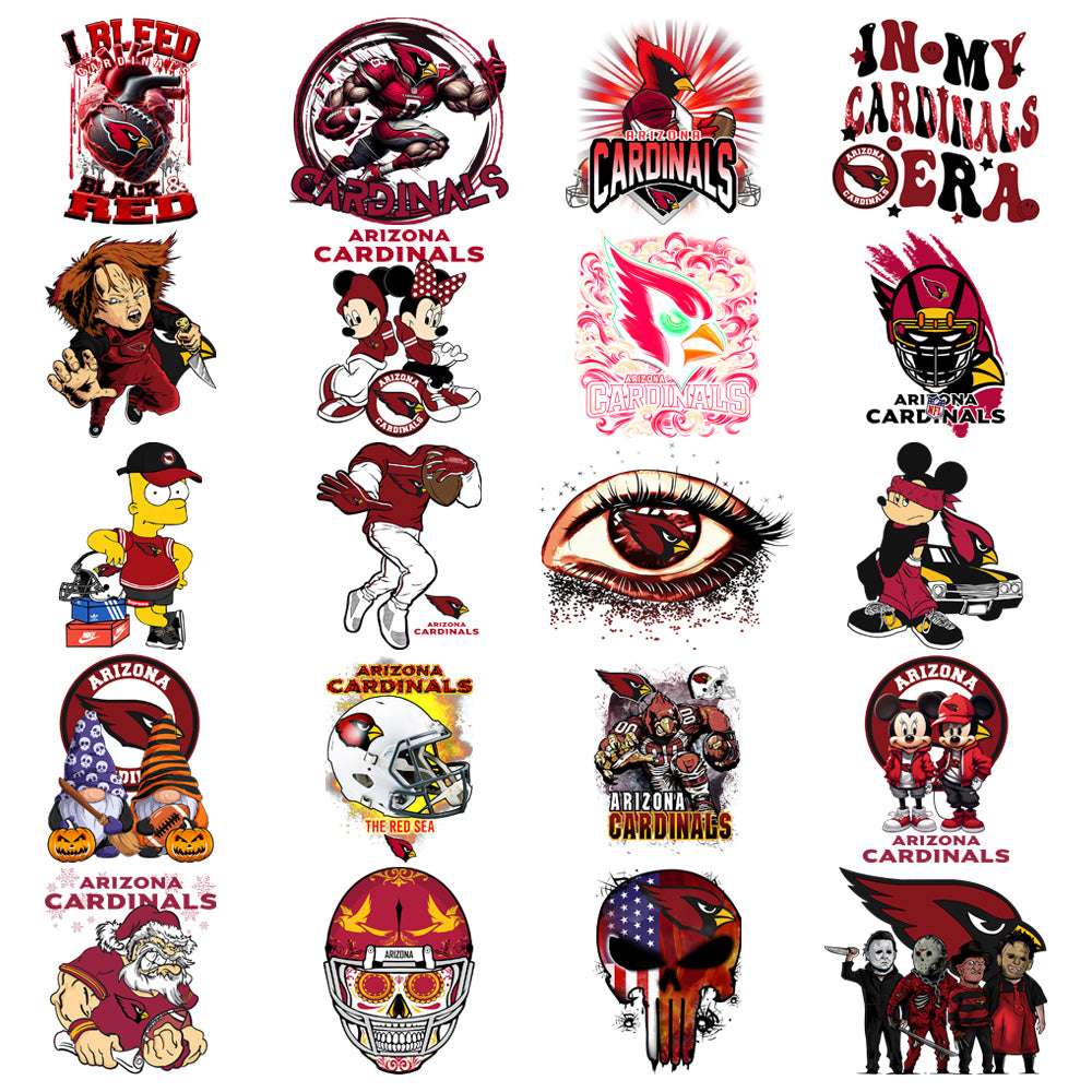 48 Arizona Cardinals V2 Football Designs Bundle PNG