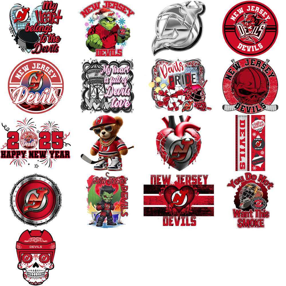 36 New Jersey Devils Ice Hockey Designs Bundle PNG