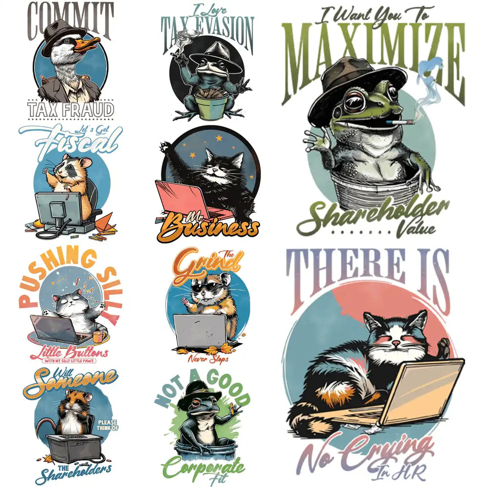 9 Coorporate Animals Designs Bundle PNG