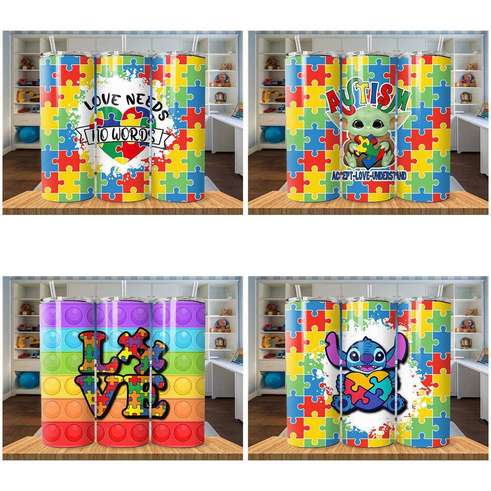 8 Autism Awareness day Tumbler Wrap Designs Bundle JPG