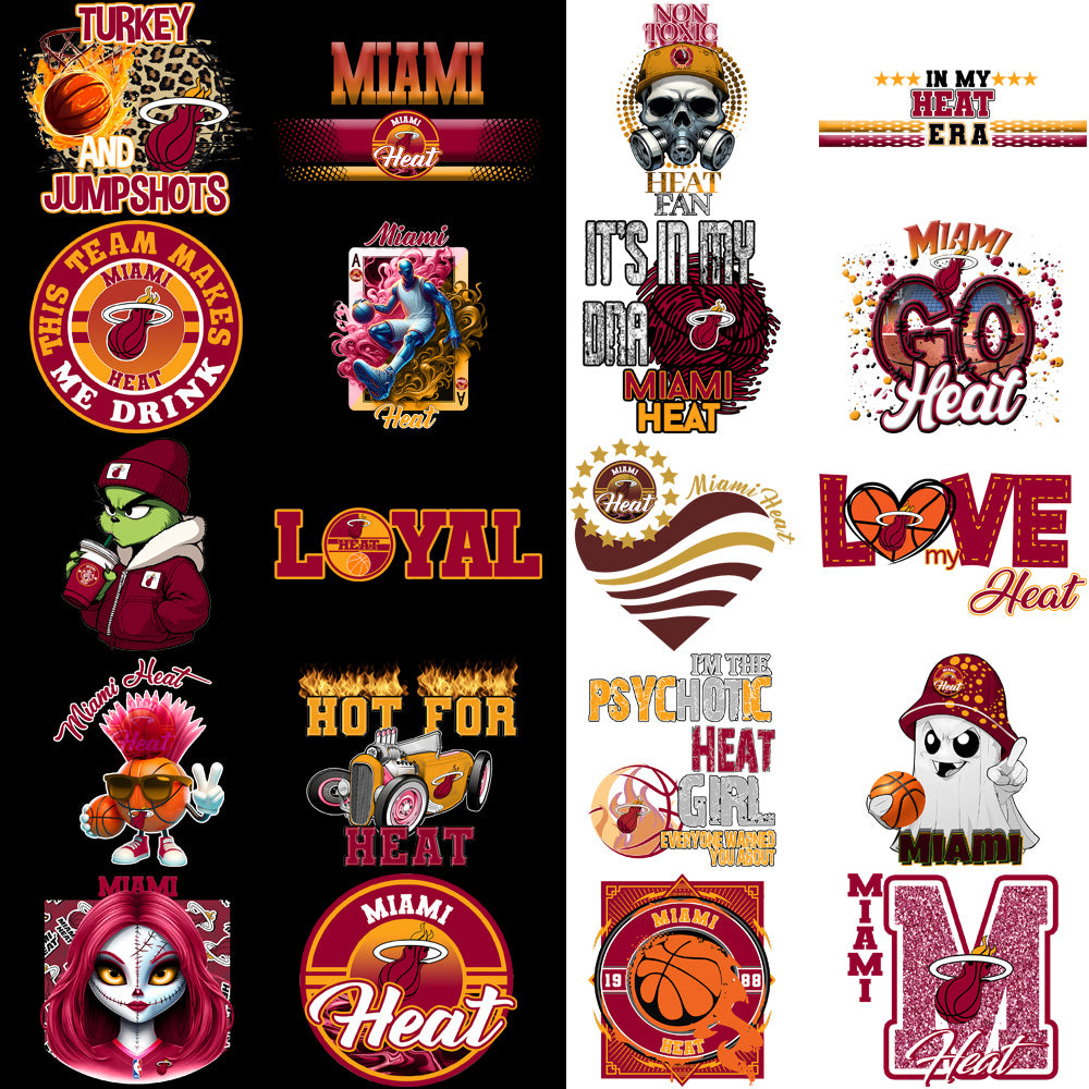 56 Miami Heat Basketball Designs Bundle PNG