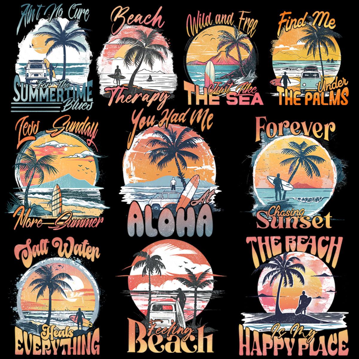 9 Beach View Summer Vibes Designs Bundle PNG