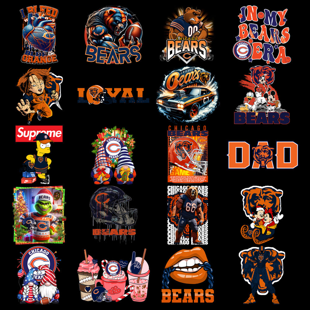 49 Chicago Bears V2 Football Designs Bundle PNG