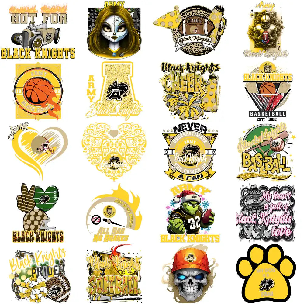74 Army Black Knights Designs Bundle PNG