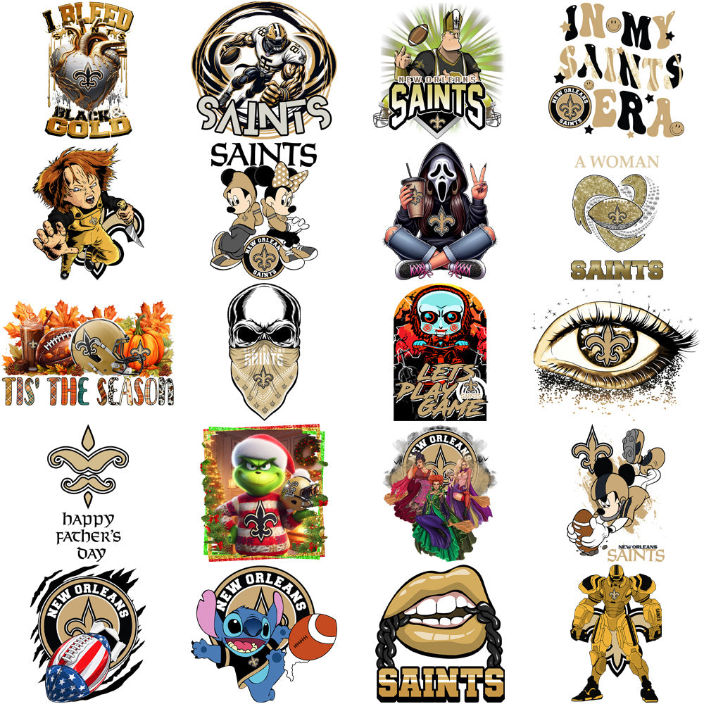 50 New Orleans Saints V2 Football Designs Bundle PNG