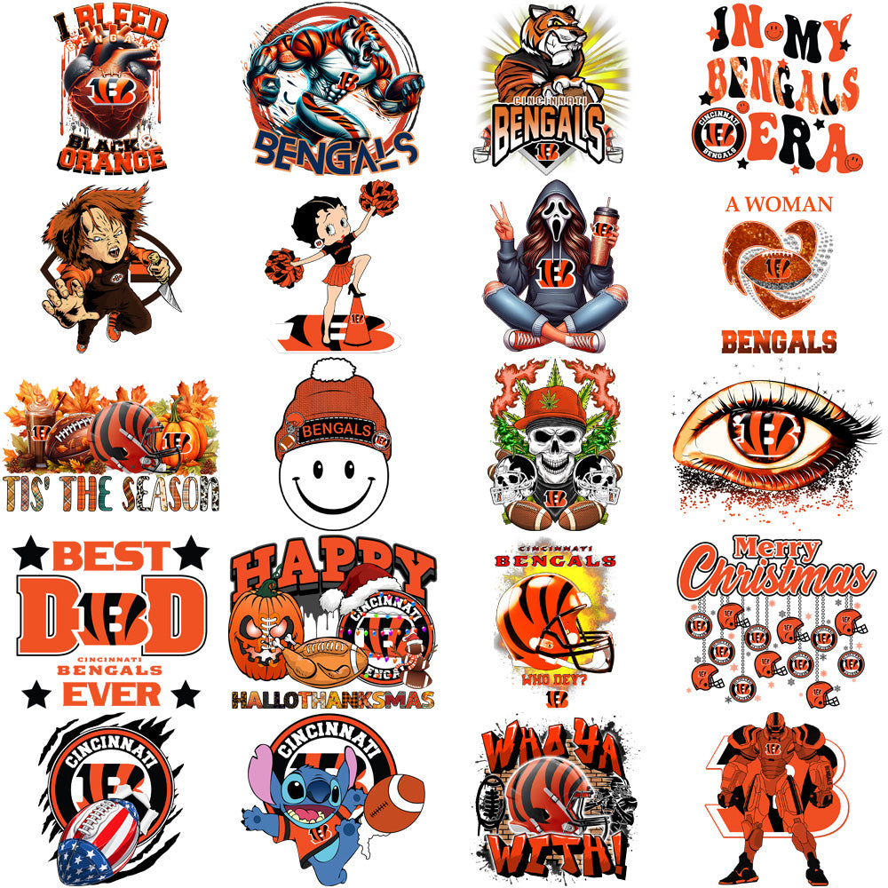 49 Cincinnati Bengals V2 Football Designs Bundle PNG