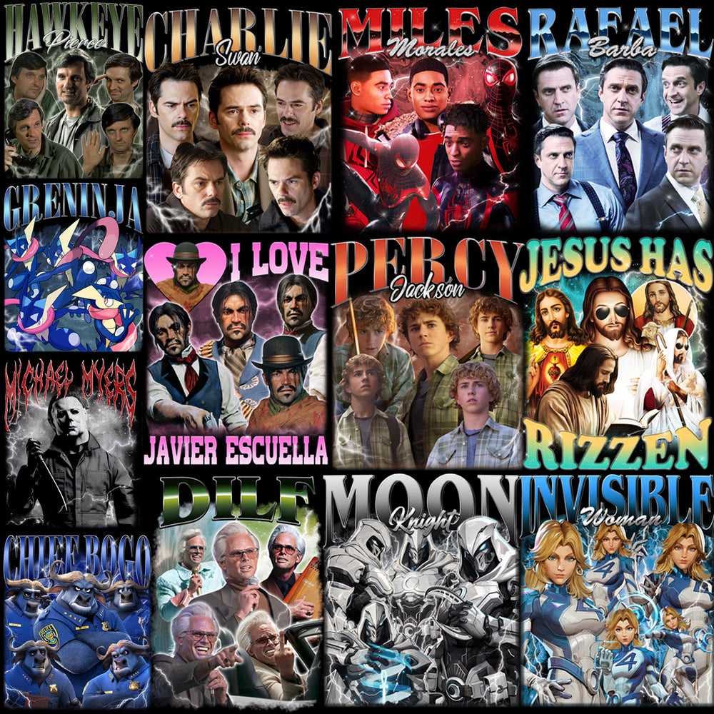 50 Celebrity Fan Mixed Bootleg V2 90s Designs Bundle PNG