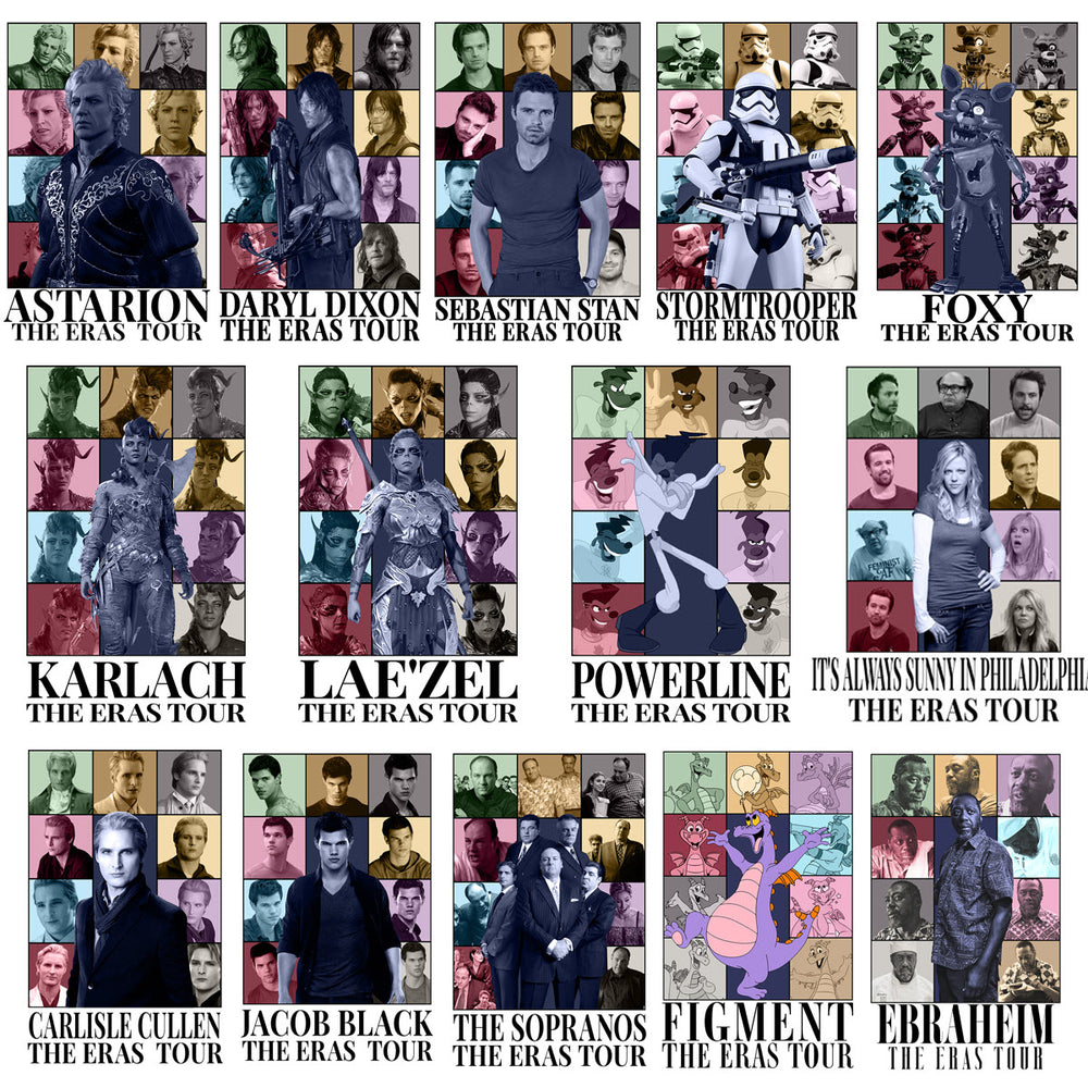 60 Pop Culture Eras Tour V1 Designs Bundle PNG
