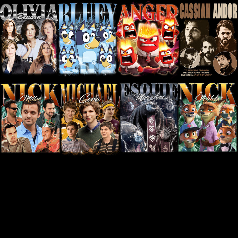 52 Celebrity Fan Mixed Bootleg 90s V8 Designs Bundle PNG