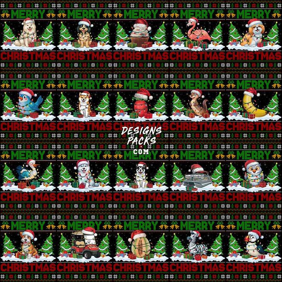 160 Ugly Sweater Merry Christmas Designs Bundle PNG