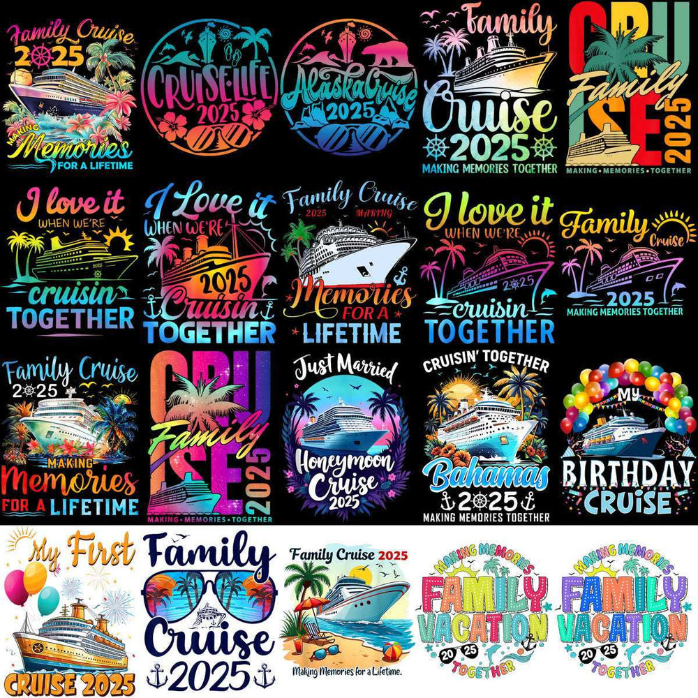 80 Family Vacation Cruise 2025 Designs Bundle PNG