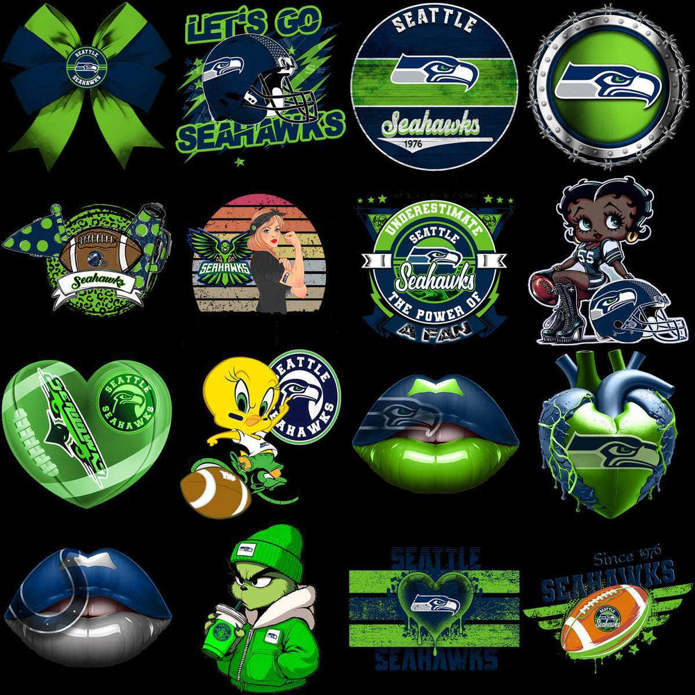 95 Mega Football Team Seattle Seahawks Mixed V4 Designs Bundle PNG