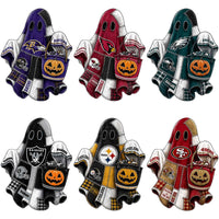 Load image into Gallery viewer, 32 Halloween Patchwork Football Teams Ghost Pumpkin Designs Bundle PNG
