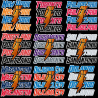 Lade Bild in die Galerieansicht, City basketball designs with lightning bolt, print-ready for DTF DTG, SVG PNG formats
