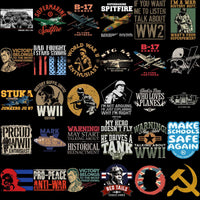 Lade Bild in die Galerieansicht, WWII-themed t-shirt designs featuring B-17, Spitfire, tanks, and historical quotes for DTF/DTG printing
