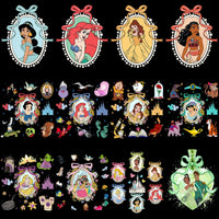 Load image into Gallery viewer, Disney princess designs for DTF, DTG, embroidery, and tumbler wraps with print-ready PNG, SVG, PES files.
