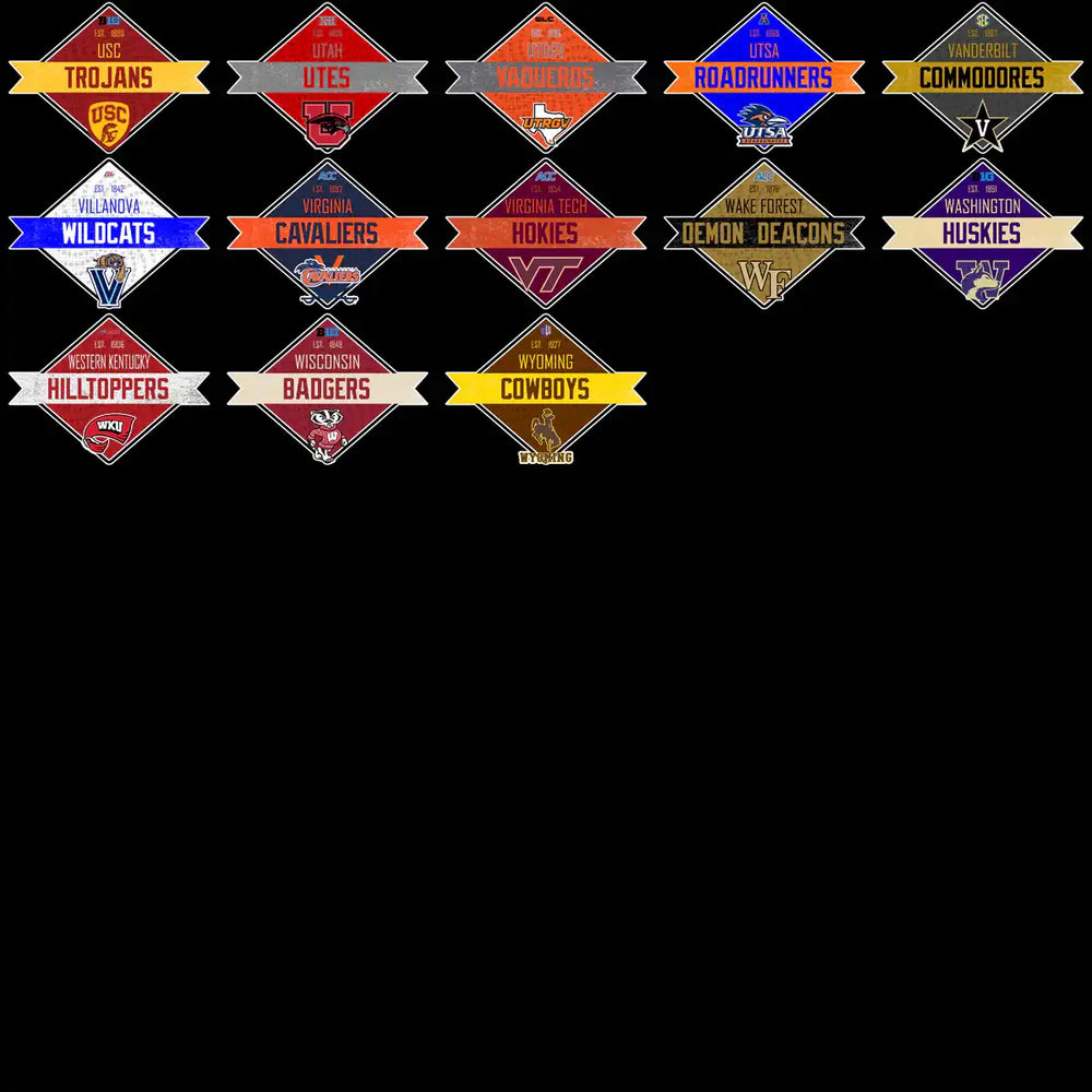 129 College NCAA City Ribbon Typography Logo PNG Designs Bundle