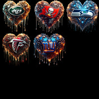 Load image into Gallery viewer, 32 Football Teams Dripping Glow Heart Designs Bundle PNG
