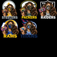 Load image into Gallery viewer, NFL team designs with skull makeup women: Steelers, Packers, Raiders, Rams, Titans — print-ready PNG SVG
