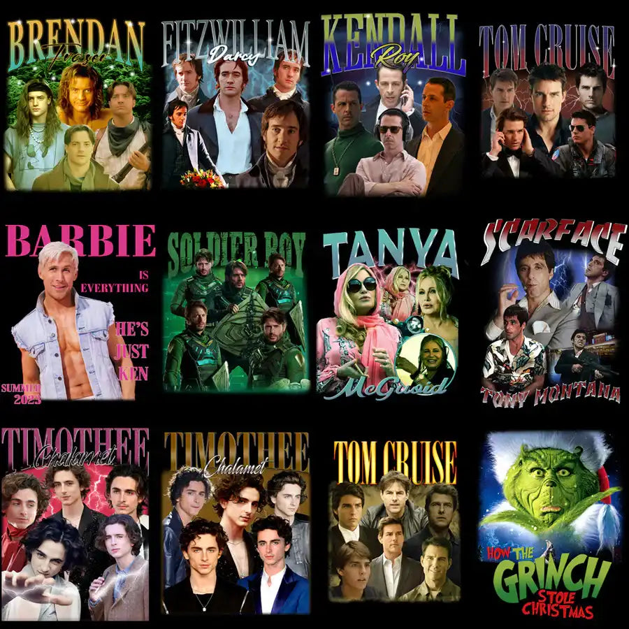 63 Popular Movies Series Artists Bootleg Designs Bundle PNG