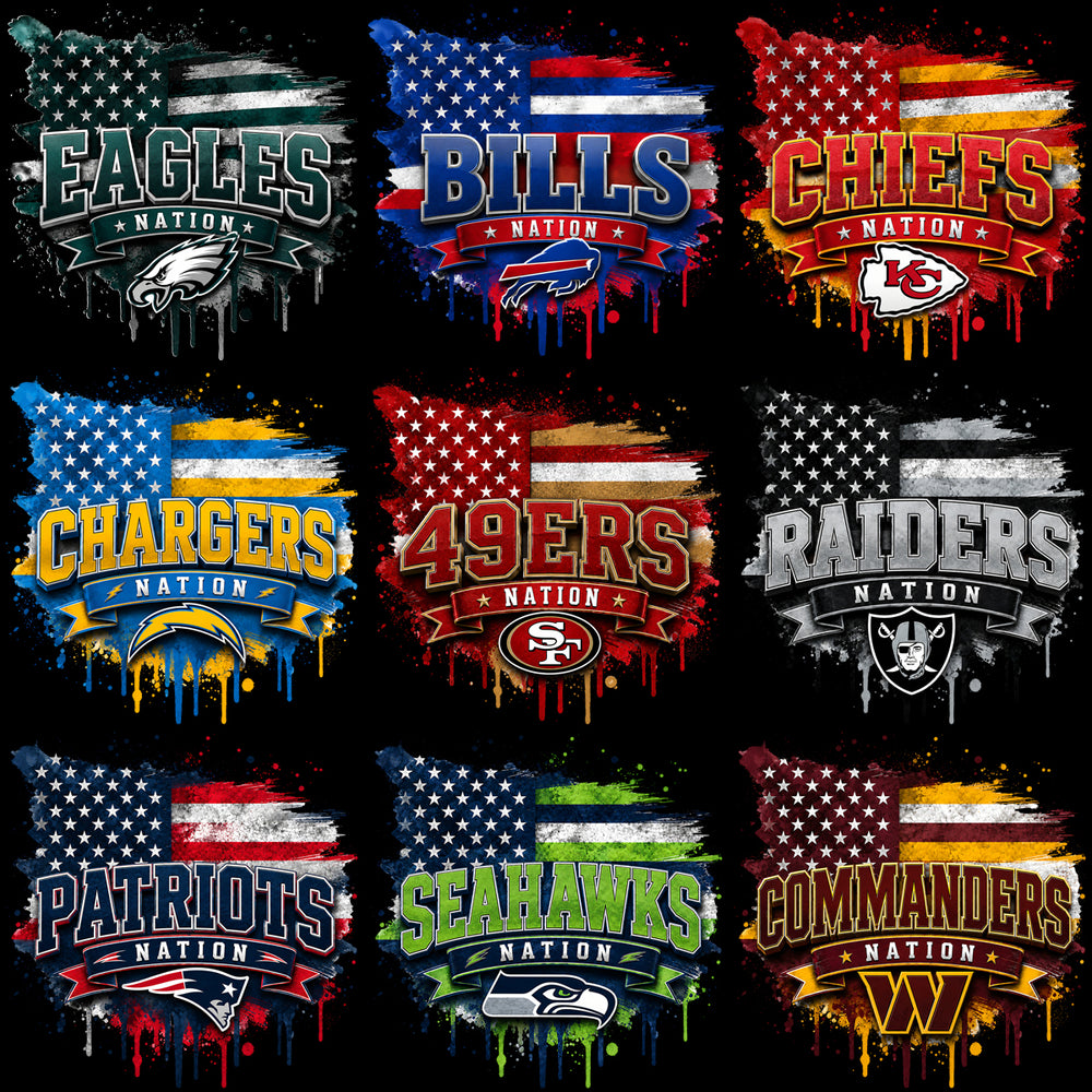 32 Football Nation Teams USA Map Designs Bundle PNG