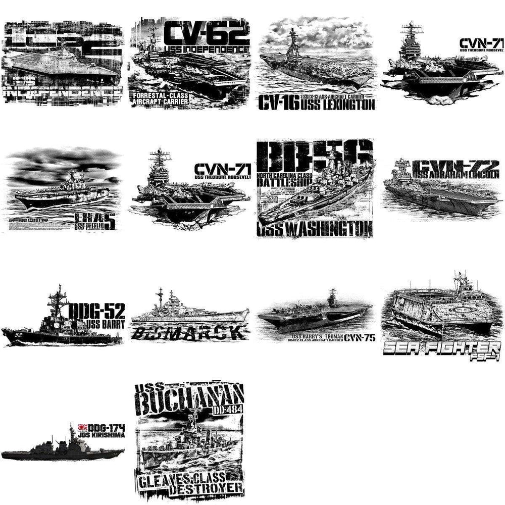 60 Military War Vessels Designs Bundle PNG