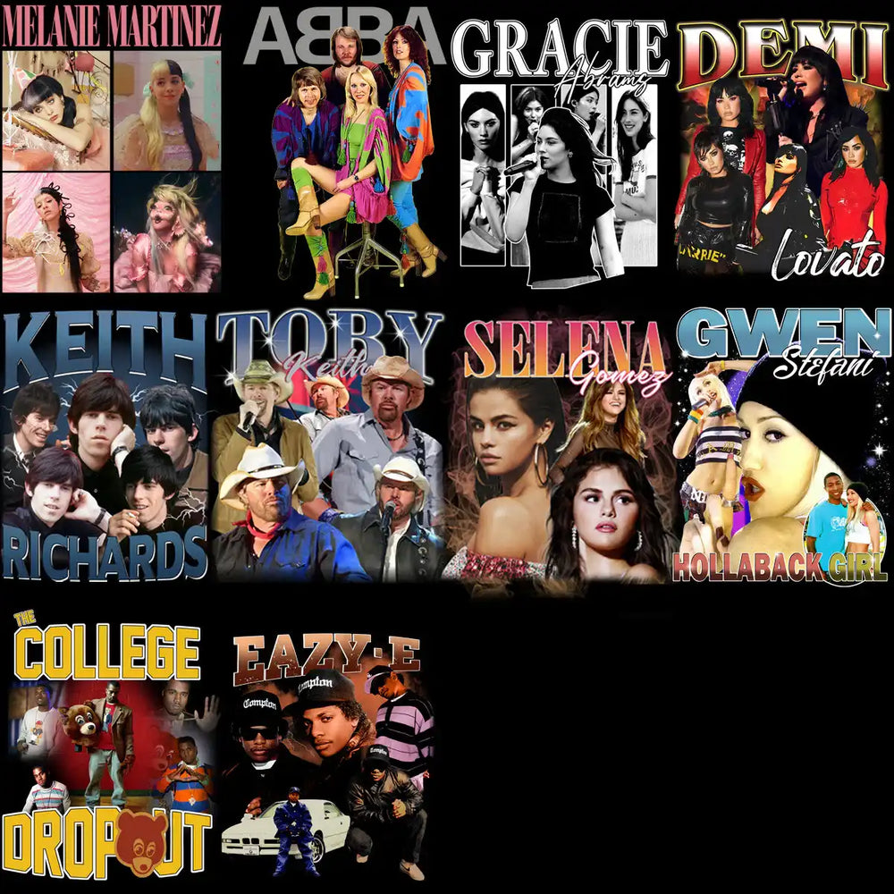 43 Music Stars Bootleg Mixed Designs Bundle PNG