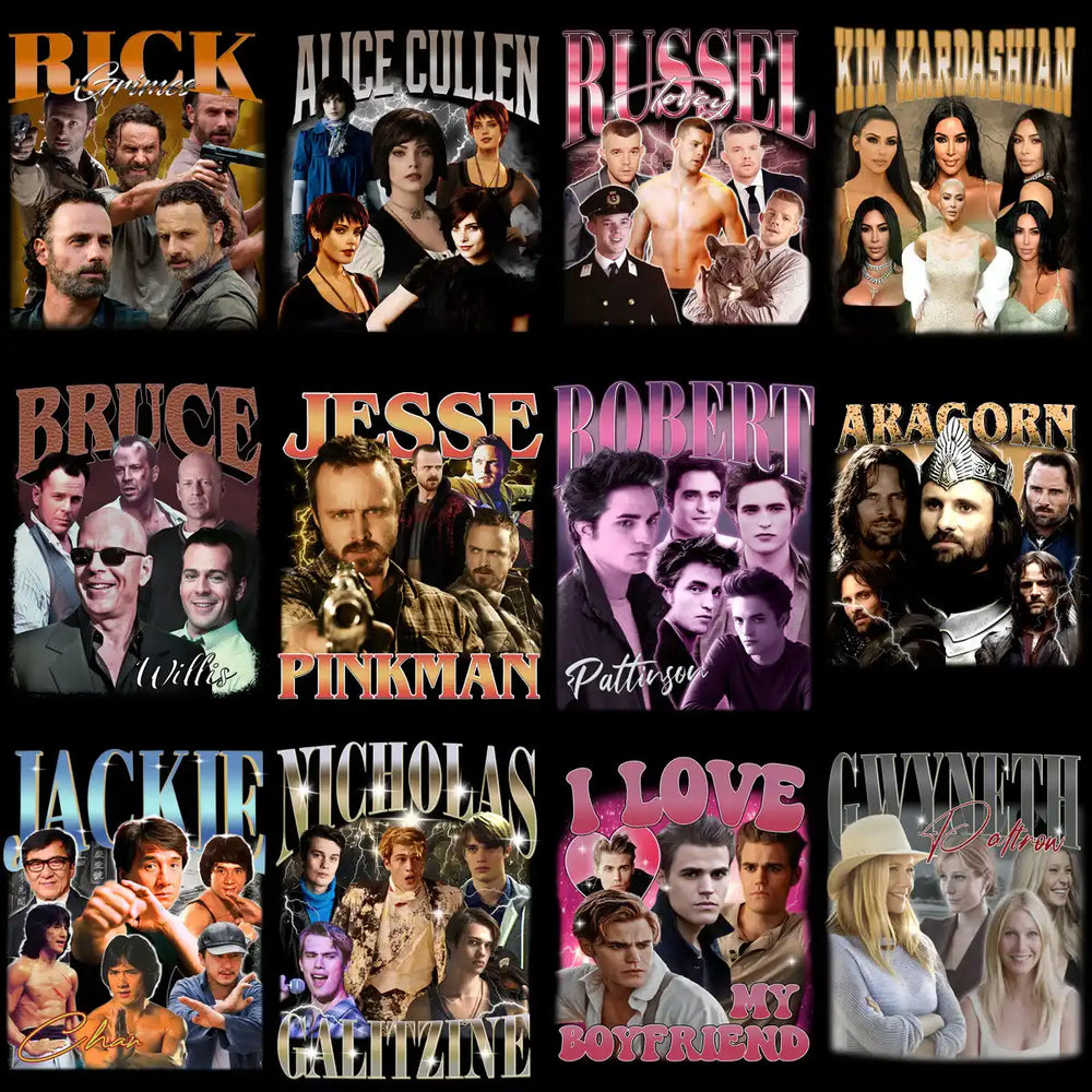 51 Popular Movies Series Artists Bootleg Designs Bundle PNG