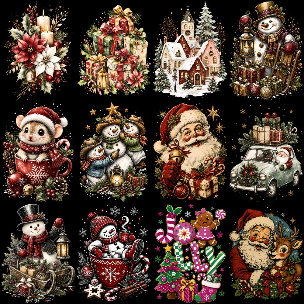 54 Christmas Holiday Mega Halftone Designs Bundle PNG