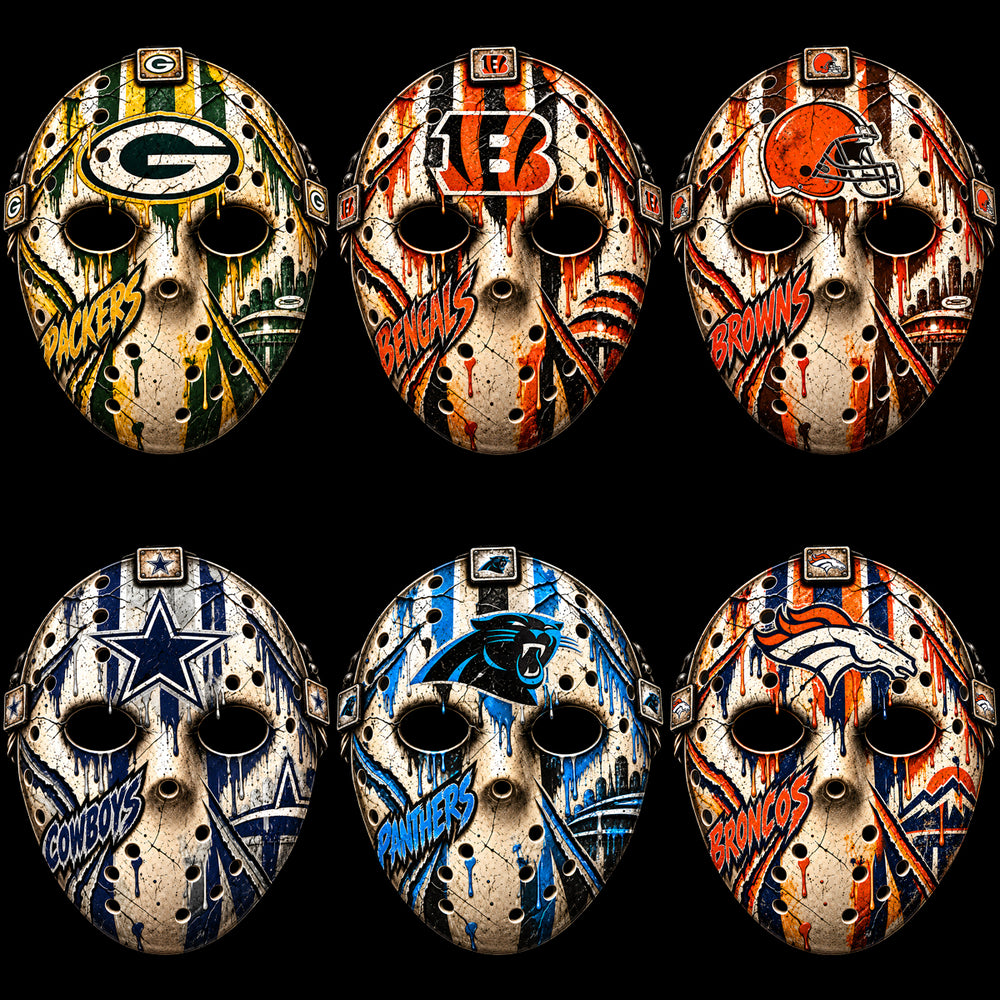 32 Horror Football Teams Jason Voorhees Mask Designs Bundle PNG