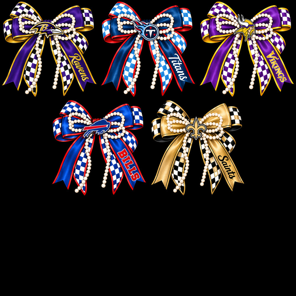 32 Football Teams Bow Pearl Festive Designs Bundle PNG