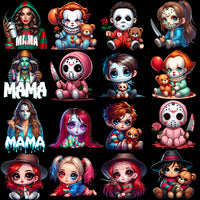 Load image into Gallery viewer, 70 Halloween Horror Mom &amp; Kids Slashers Designs Bundle PNG
